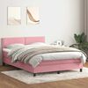 vidaXL Sommier &agrave; lattes de lit avec matelas rose 160x220 cm velours