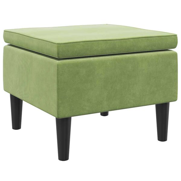 vidaXL Tabouret avec pieds en bois Vert clair Velours