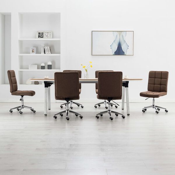 vidaXL Chaises &agrave; manger lot de 6 marron tissu
