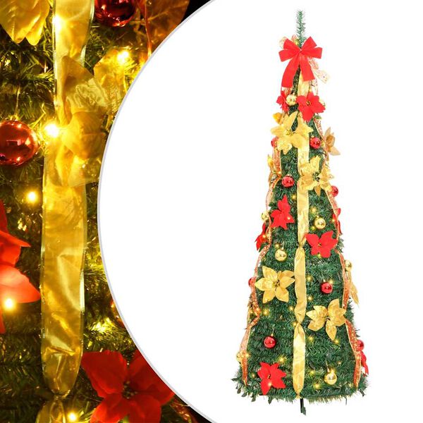 vidaXL Sapin de Noël artificiel escamotable 50 LED vert 120 cm
