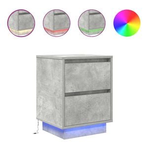 VidaXL Table de chevet avec lumières LED gris béton 38x34x50 cm