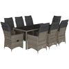 vidaXL Ensemble de bistro de jardin 9 pcs coussins gris poly rotin