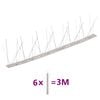 vidaXL Ensemble de 6 pointes &agrave; 5 rang&eacute;es contre oiseaux Inox 3 m