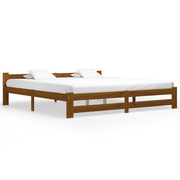 vidaXL Cadre de lit sans matelas marron miel bois pin massif 200x200cm