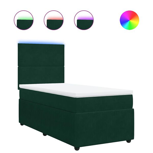 vidaXL Sommier &agrave; lattes de lit avec matelas Vert fonc&eacute; 90x200 cm