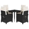 vidaXL Ensemble &agrave; manger de jardin coussins 5pcs Noir R&eacute;sine tress&eacute;e