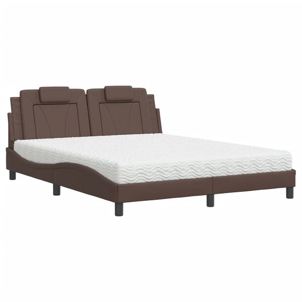 vidaXL Lit Viana avec matelas marron 160x200 cm similicuir