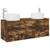 vidaXL Ensemble de mobilier de salle de bain 3 pc Ch&ecirc;ne fum&eacute;