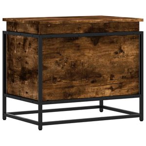 vidaXL Bo&icirc;te de rangement avec couvercle ch&ecirc;ne fum&eacute; bois d'ing&eacute;nierie