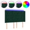 vidaXL T&ecirc;te de lit &agrave; LED Vert fonc&eacute; 147x16x118/128 cm Velours