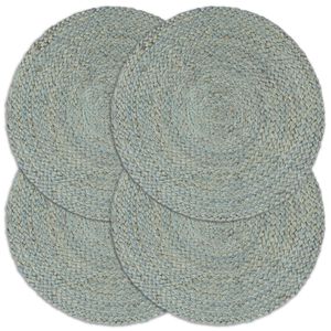 vidaXL Napperons 4 pcs Vert olive Plain 38 cm Rond Jute
