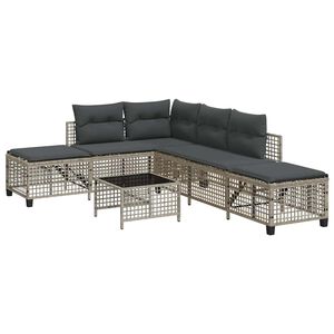 vidaXL Salon de jardin d'angle avec coussins 3 pcs gris clair rotin