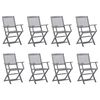 vidaXL Chaises pliables d'extérieur lot de 8 et coussins Bois d'acacia