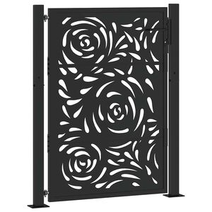 vidaXL Portail de jardin noir 100x125 cm en acier avec motif flamme