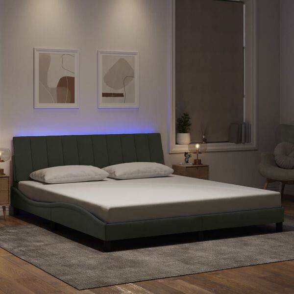 vidaXL Cadre de lit avec LED sans matelas Hanko gris clair 180x200cm velours