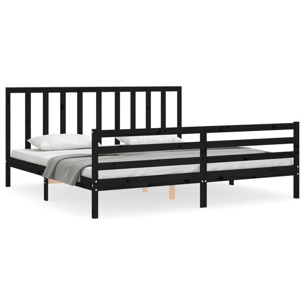 vidaXL Cadre de lit sans matelas noir 200x200 cm bois massif de pin