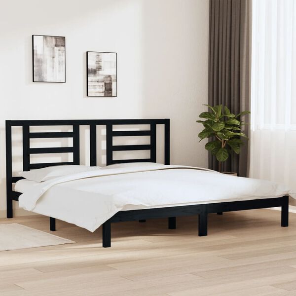 vidaXL Cadre de lit sans matelas noir 200x200 cm bois massif de pin