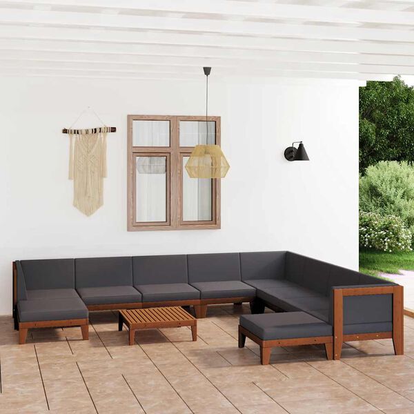 vidaXL Salon de jardin 11 pcs avec coussins Bois d'acacia solide