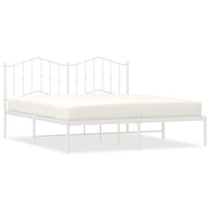 vidaXL Cadre de lit m&eacute;tal sans matelas et t&ecirc;te de lit blanc 183x213 cm