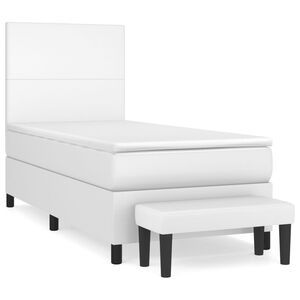 vidaXL Sommier &agrave; lattes de lit avec matelas Blanc 90x200 cm Similicuir