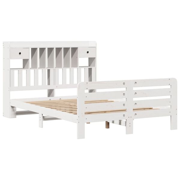 vidaXL Lit biblioth&egrave;que sans matelas blanc 160x200 cm bois pin massif