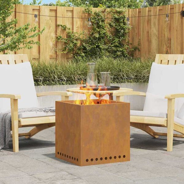 vidaXL Foyer sans fumée Marron 48 x 48 x 50 cm Acier