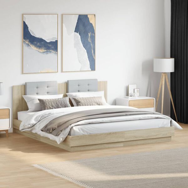 vidaXL Cadre de lit sans matelas ch&ecirc;ne sonoma 200x200 cm