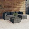 vidaXL Salon de jardin 5 pcs avec coussins R&eacute;sine tress&eacute;e Gris