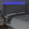 vidaXL T&ecirc;te de lit &agrave; LED Gris clair 163x16x118/128 cm Tissu