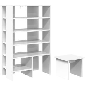 vidaXL Cabinet &agrave; chaussures avec &eacute;tag&egrave;re 2 pcs Blanc Bois d'ing&eacute;nierie