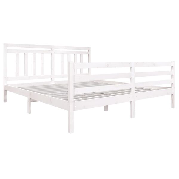 vidaXL Cadre de lit sans matelas blanc bois massif