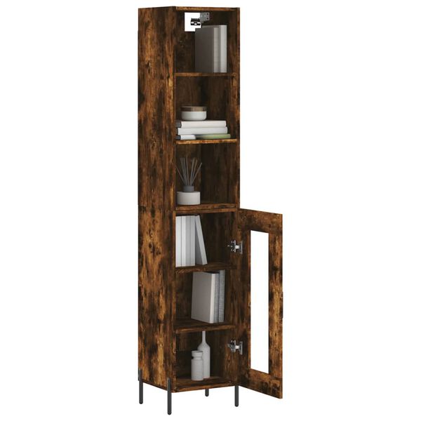 vidaXL Buffet haut Ch&ecirc;ne fum&eacute; 34,5x34x180 cm Bois d'ing&eacute;nierie