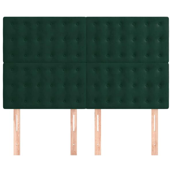 vidaXL T&ecirc;te de lit Vert fonc&eacute; 144 x 5 x 118/128 cm Velours