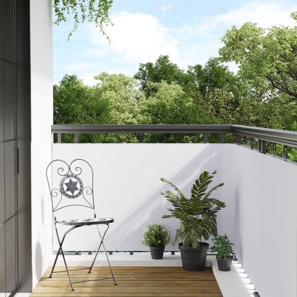 vidaXL Paravent de balcon blanc 600x100 cm r&eacute;sine tress&eacute;e