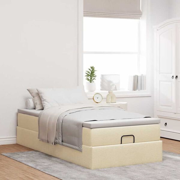 vidaXL Cadre de lit ottoman avec matelas crème 80x200 cm tissu