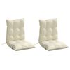 vidaXL Coussins de chaise &agrave; dossier bas lot de 2 cr&egrave;me tissu oxford