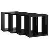 vidaXL &Eacute;tag&egrave;res cube murales 4 pcs noir brillant 30x15x30 cm