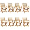vidaXL Chaises de jardin pliantes lot de 8 beige bois d'acacia massif