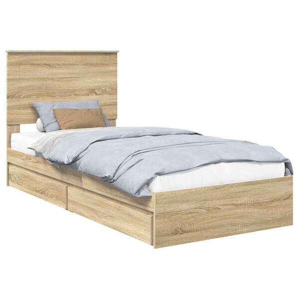 vidaXL Lit de Rangement Ch&ecirc;ne Sonoma 75 x 190 cm Bois d'ing&eacute;nierie