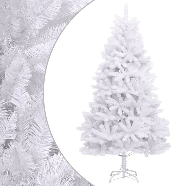 vidaXL Sapin de No&euml;l artificiel &agrave; charni&egrave;res avec support blanc 300 cm