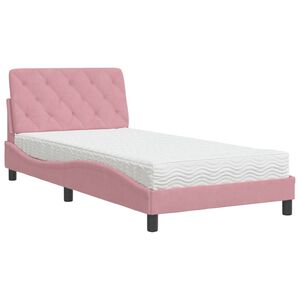 vidaXL Lit avec matelas rose 100x200 cm velours