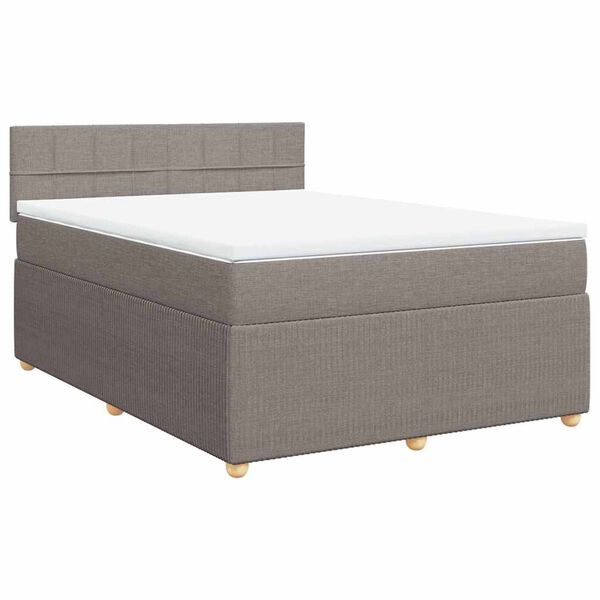 vidaXL Sommier &agrave; lattes de lit avec matelas Taupe 140x200 cm Tissu