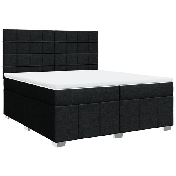 vidaXL Sommier &agrave; lattes de lit avec matelas Noir 200x200 cm Tissu