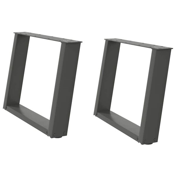vidaXL Pieds de table basse en U 2 pi&egrave;ces Anthracite 60 x (42-43) cm Acier
