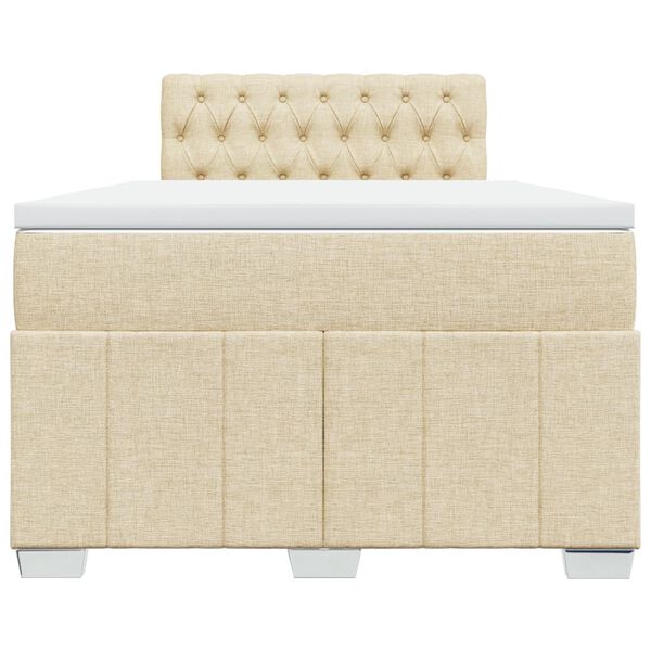 vidaXL Sommier &agrave; lattes de lit avec matelas cr&egrave;me 120x190 cm tissu