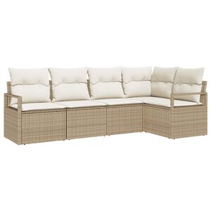 vidaXL Ensemble de Canap&eacute;s 5 pc Beige polyrotin