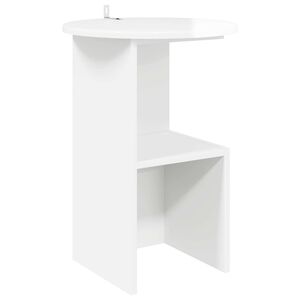 vidaXL Table d'appoint Blanc brillant &Oslash; 39,5 x 55 cm Bois d'ing&eacute;nierie