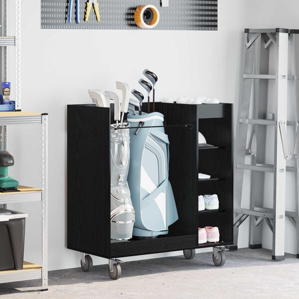 vidaXL Armoire de Golf avec roue Uni Ch&ecirc;ne noir 90 x 45 x 98 cm