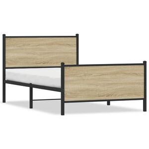 vidaXL Cadre de lit en m&eacute;tal sans matelas ch&ecirc;ne sonoma 100x190 cm