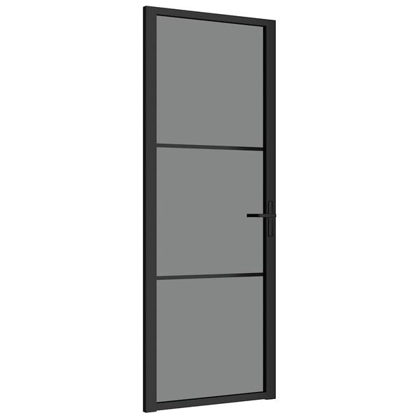 vidaXL Porte intérieure 76x201,5 cm Noir Verre ESG et aluminium
